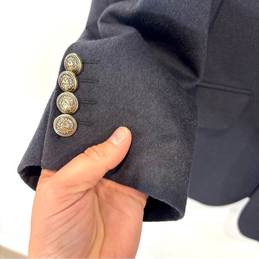 Bruno Saint Hilaire Vintage Mens Cashmere Navy Jacket Sport Coat France sz 52R - Picture 5 of 14